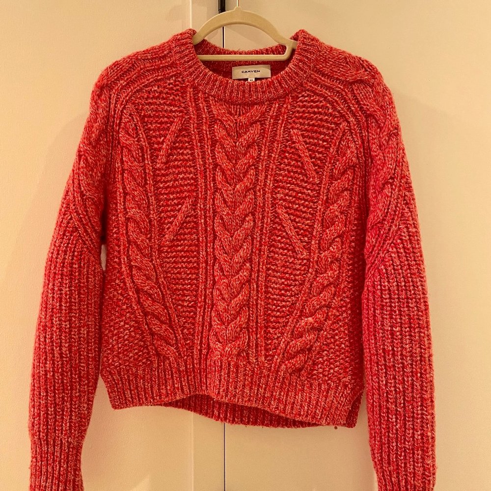 Carven Cable-Knit Crew Neck Sweater